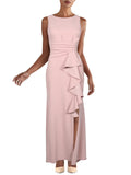 Womens Petites Crepe Ruffled Evening Dress R90188
