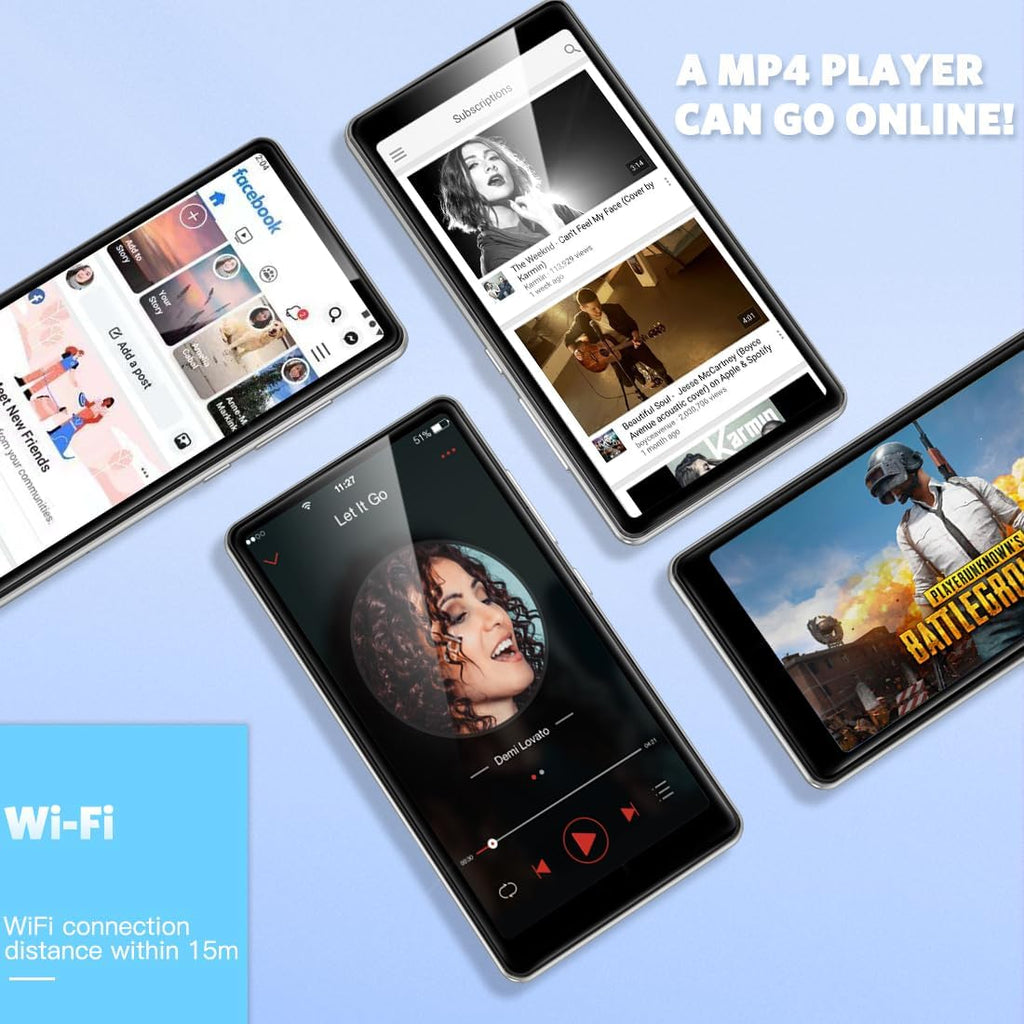 5 inch MP3 Player with Bluetooth and WiFi, Full Touch Screen 16GB MP4 Player with Speaker, FM Radio G130023