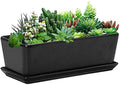 10 Inch White Ceramic Rectangular Planter with Removable Saucer M9489