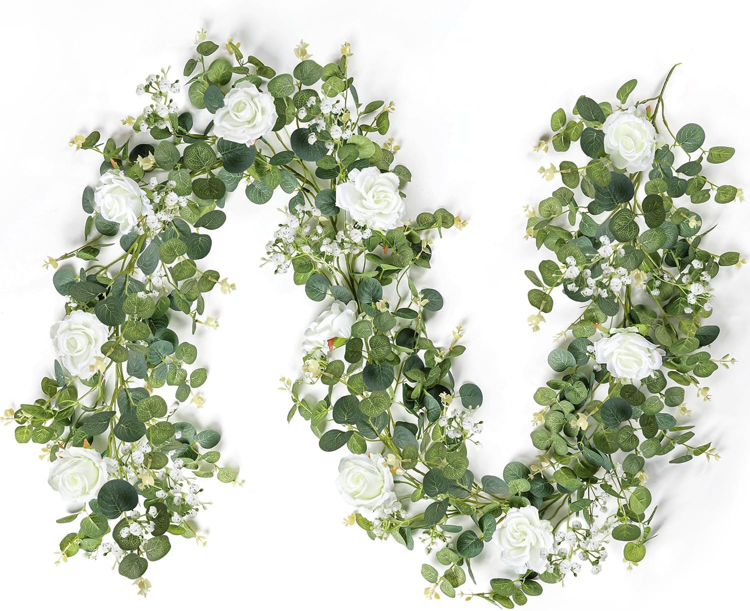6.5ft Artificial Eucalyptus Garland with Flowers T8091