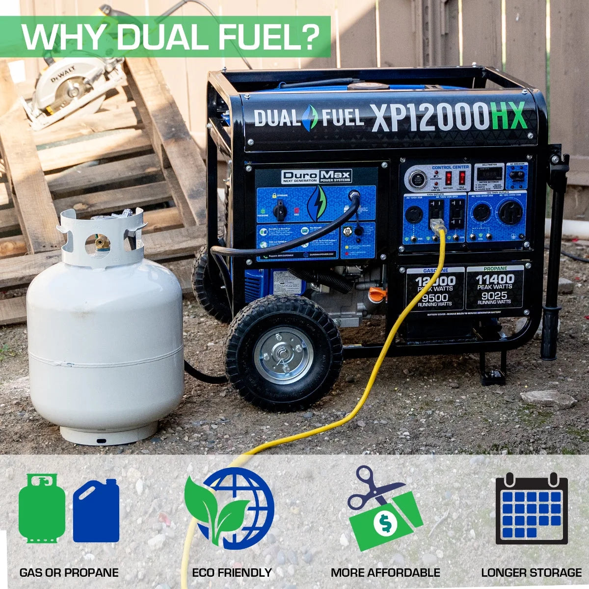Dual Fuel Gas Propane Portable Generator 12,000 Watt F534