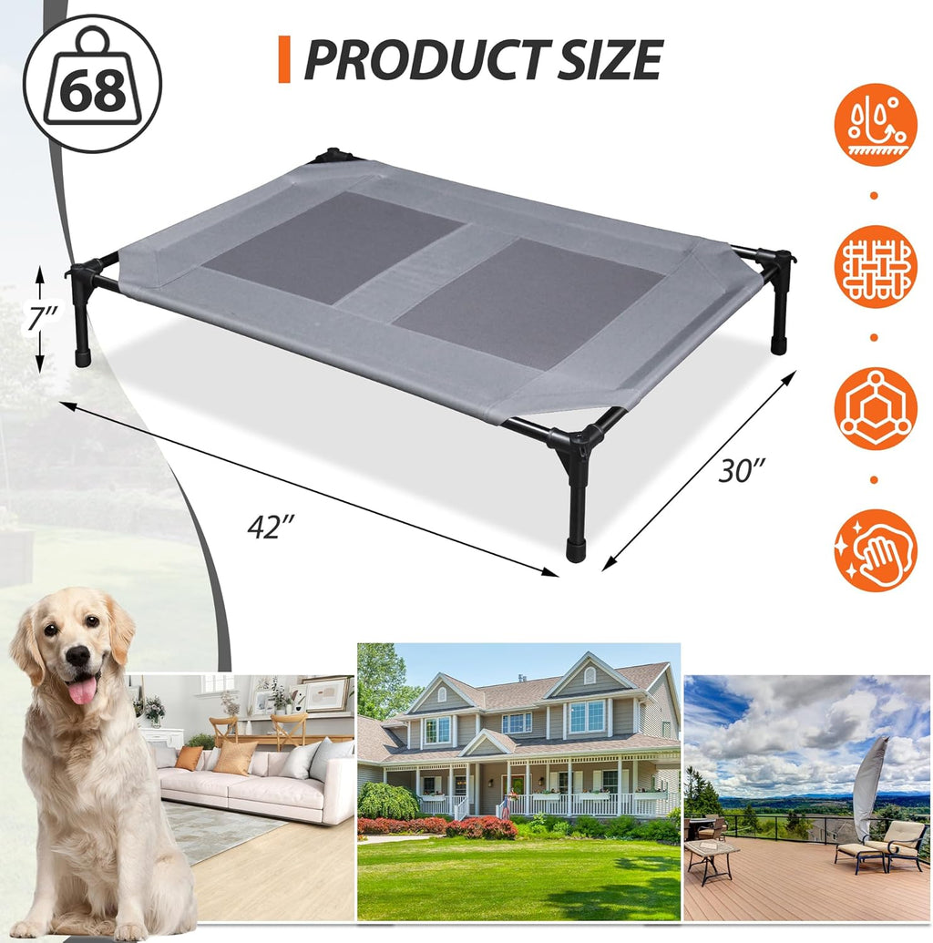 Grey 42 Inch Elevated Dog Bed with Mesh N918
