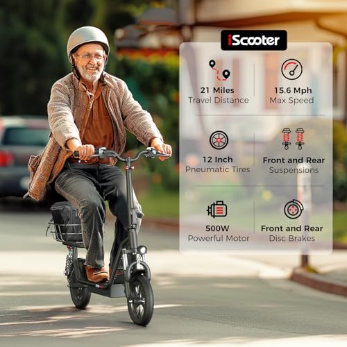 Electric Scooter with Seat, 37 Miles Long Range, 28 MPH Top Speed, 14" Pneumatic Tire R876