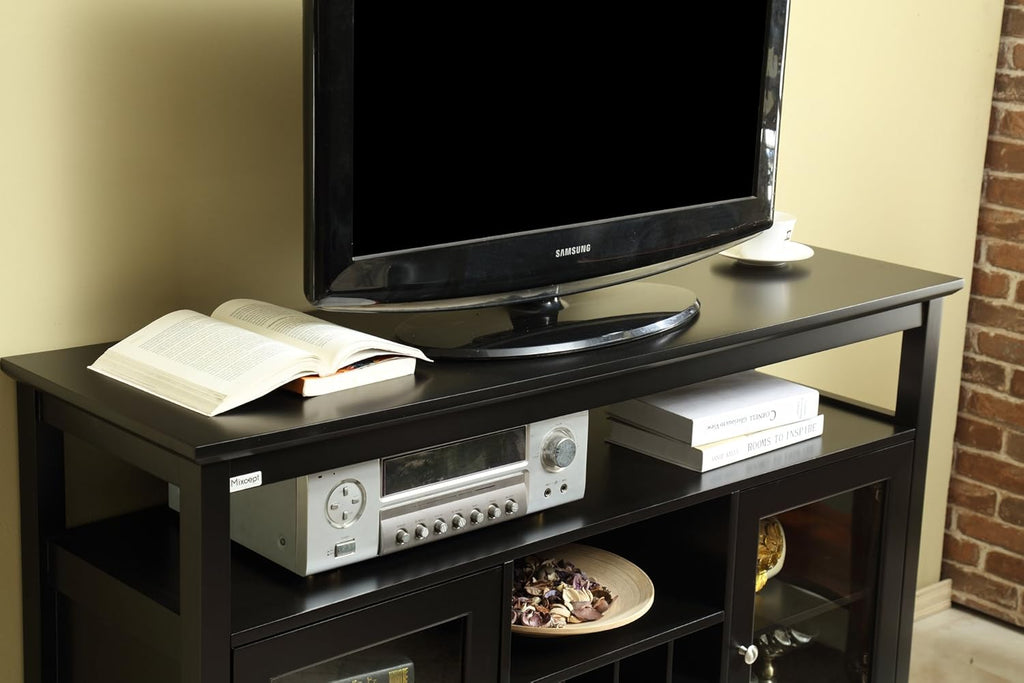 Black Wooden Sideboard with Wine Rack D998246