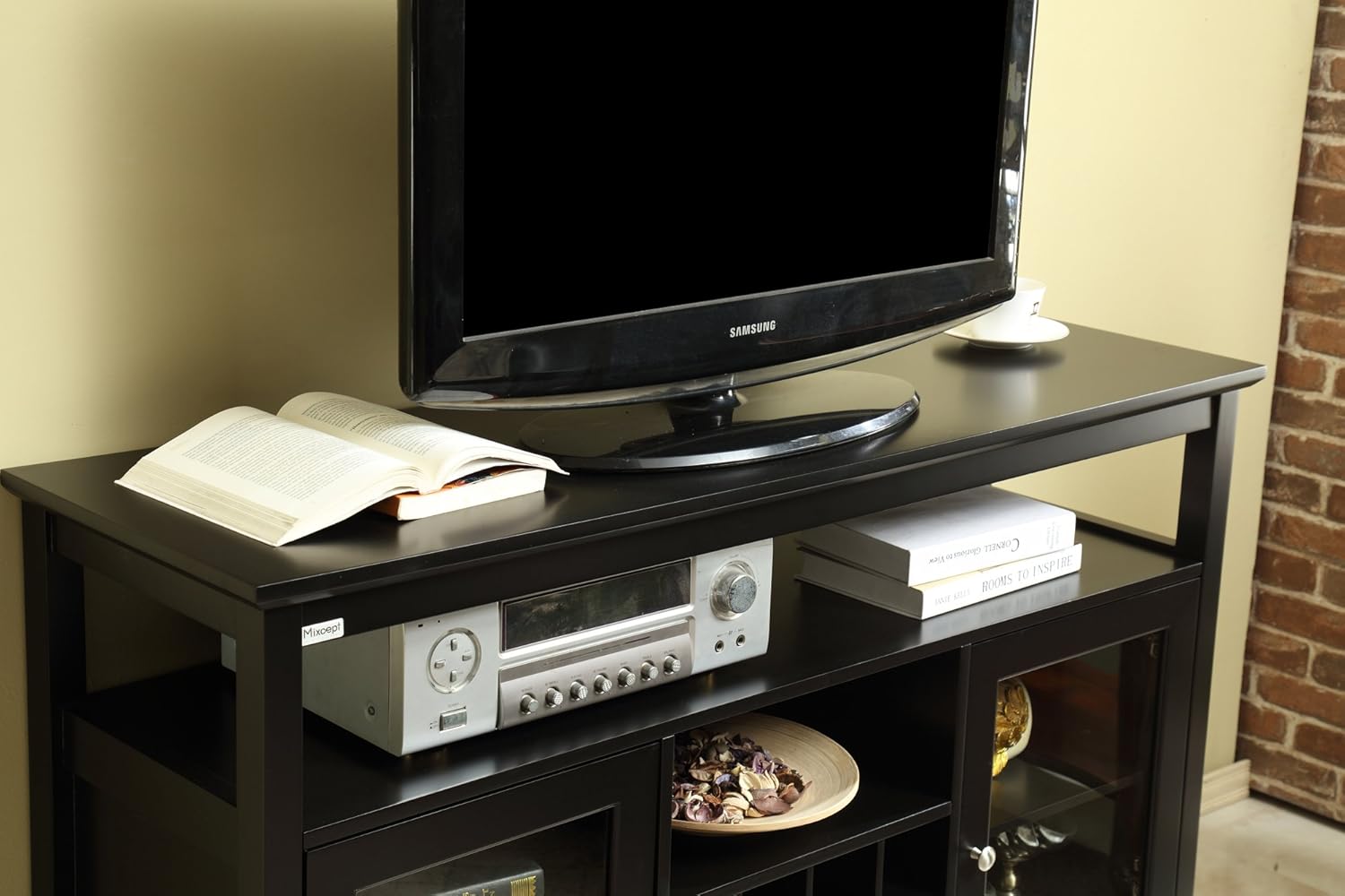 Black Wooden Sideboard with Wine Rack D998246