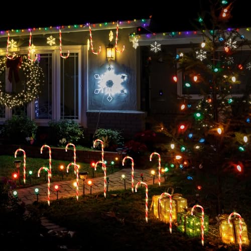 2PK 12 PCS 8 Modes Solar Candy Cane Lights 15FT I5365