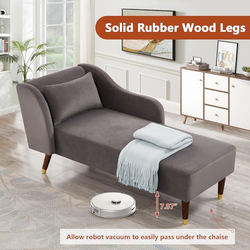 Beige Velvet Chaise Lounge Sofa C32062