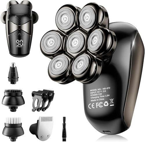 Detachable Head Electric Razor 7D Rotary Shaver Grooming Kit with Type-C Charge S125