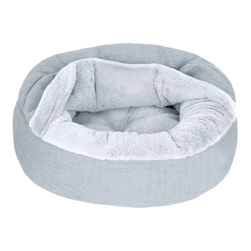 Mist Gray Small Plush Hooded Donut Pet Bed U46967