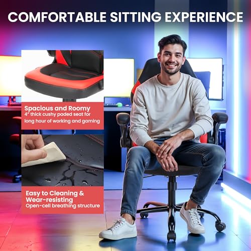 Red/Black Gaming Chair with Footrest G6397