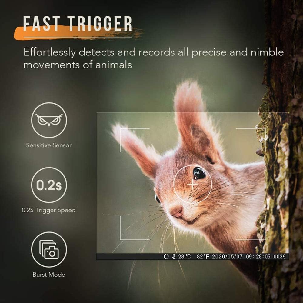 4K 20MP Night Vision 120° Wide Angle Hunting Camera with Solar Panel and 32GB Card T522780