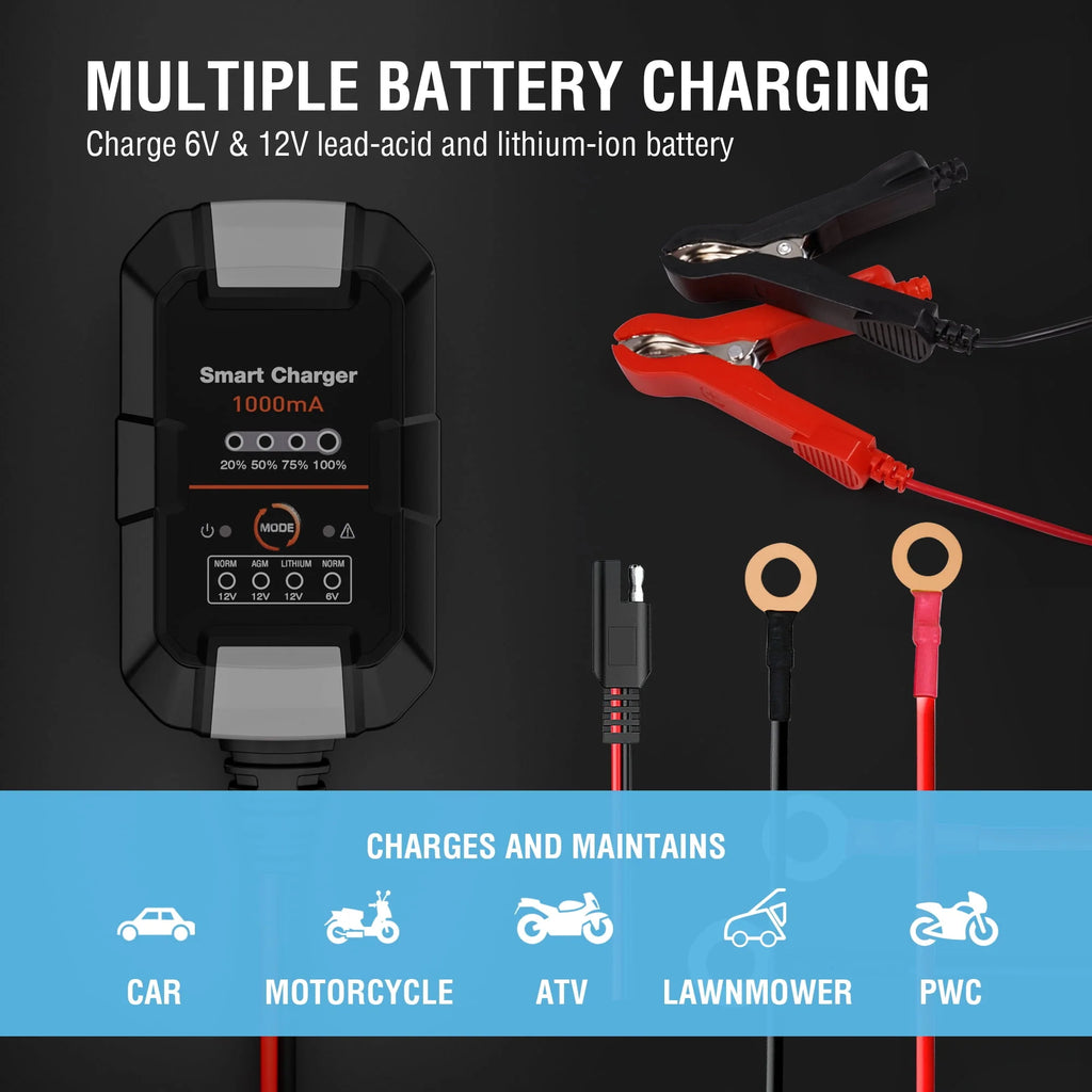 6V/12V 1A Trickle Charger Battery Maintainer P80727