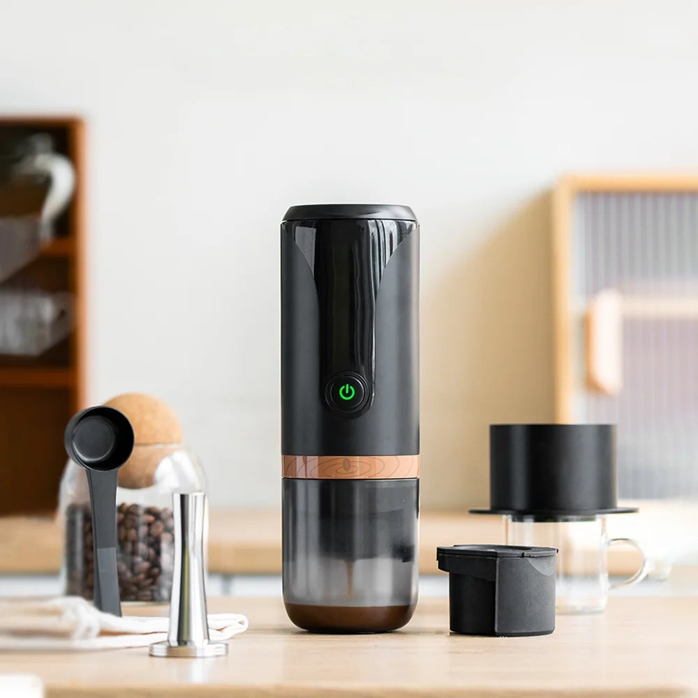 Portable Espresso Machine 9 Bar Pressure Rechargeable 2 in 1 Small Travel Coffee Maker Black Z526