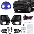 Pair Front Bumper LED Fog Light with Fog Light Cover and Wire Harness Compatible with 2023 2024 Chevy Colorado Fog Lamp Driving Fog Light Lamp (Clear Lens) with Fog Light Bezel, Switch, Wires B628