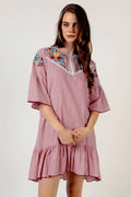 Red White Striped Cotton Dress Size Small E497400
