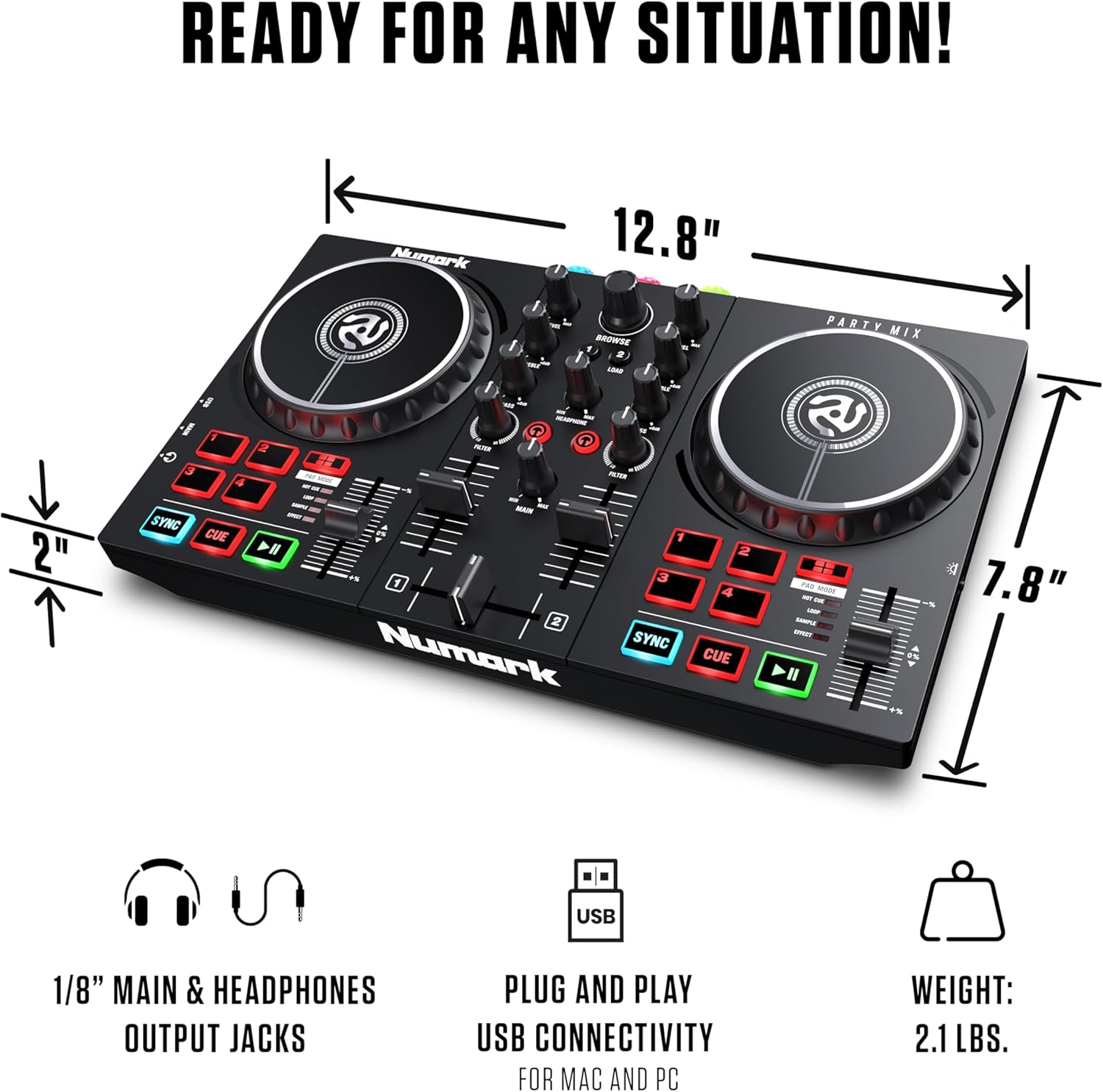 DJ Controller, DJ Headphones, DJ Monitor Speakers with Party Lights Y2050
