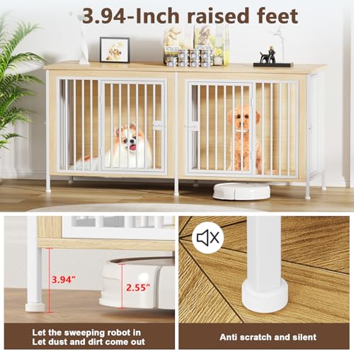 39.96" XL Wooden Large Dog Crate Furniture with 2 Doors G320
