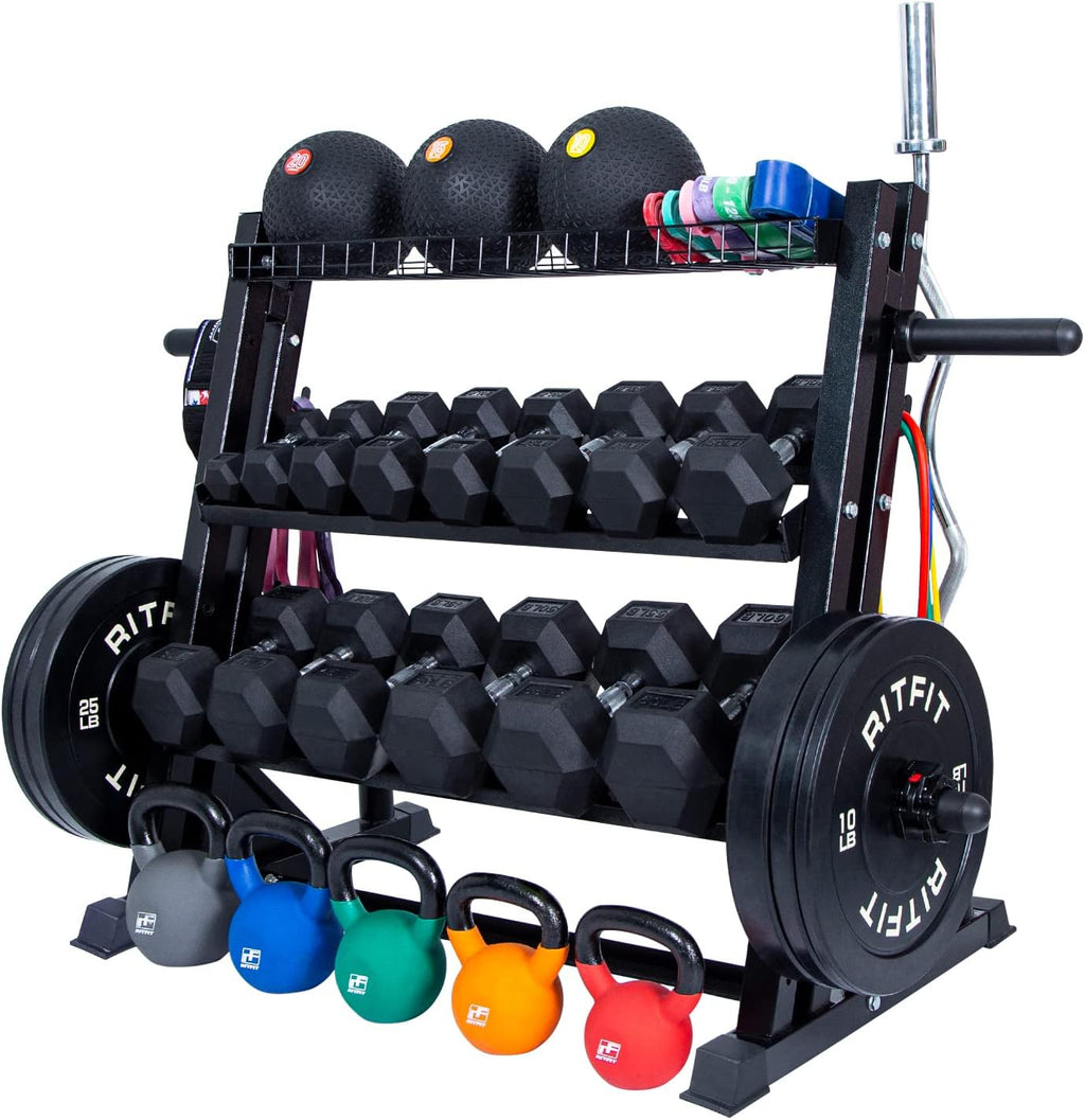Multifunctional 3-Tile Dumbbell Rack Q626