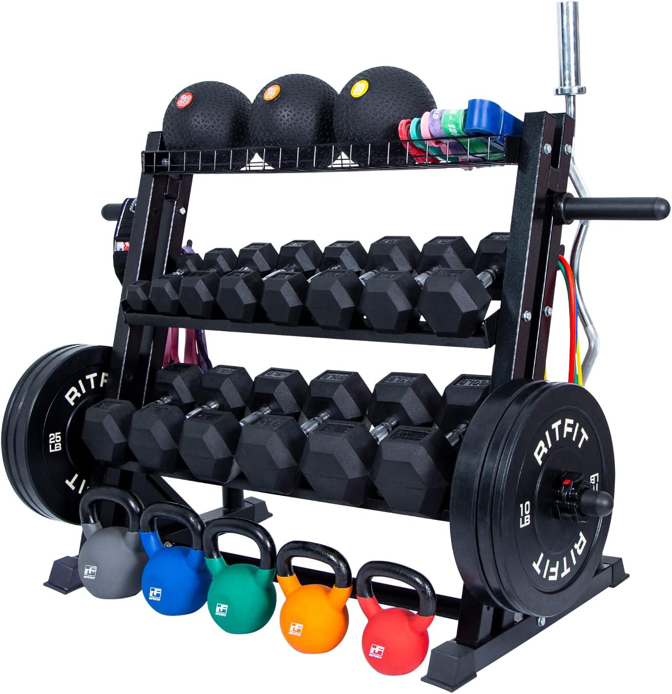 Multifunctional 3-Tile Dumbbell Rack Q626