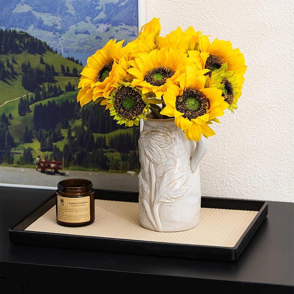 White Ceramic Vase with Handle W753