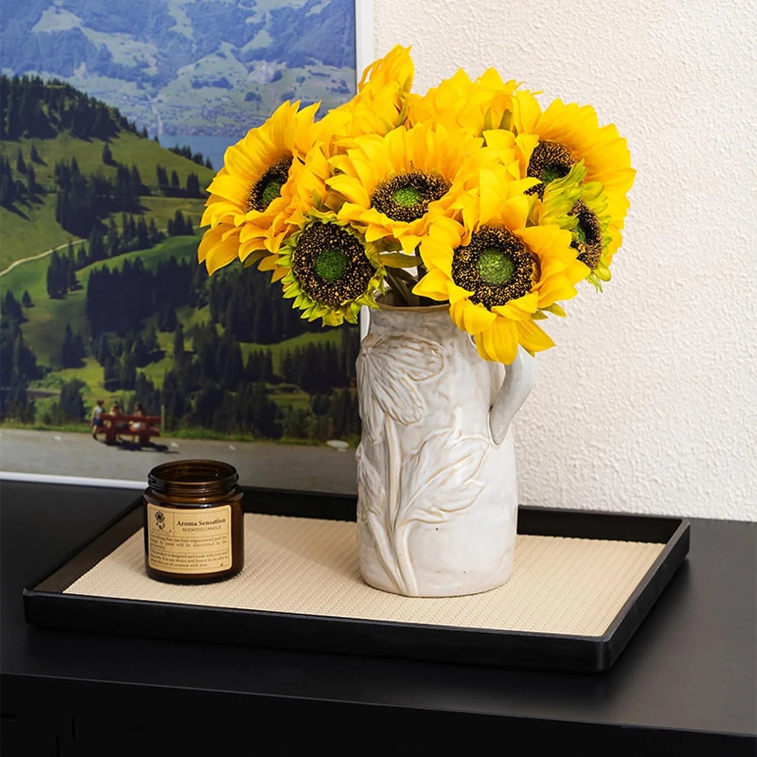White Ceramic Vase with Handle W753