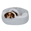 Mist Gray Small Plush Hooded Donut Pet Bed U46967