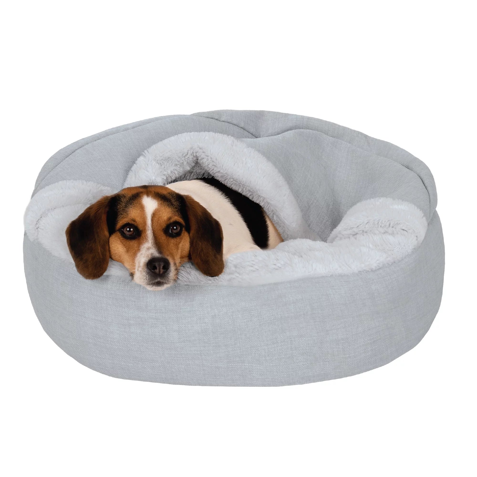 Mist Gray Small Plush Hooded Donut Pet Bed U46967