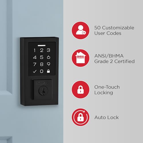 Matte Black Electronic Touchpad Deadbolt O4496