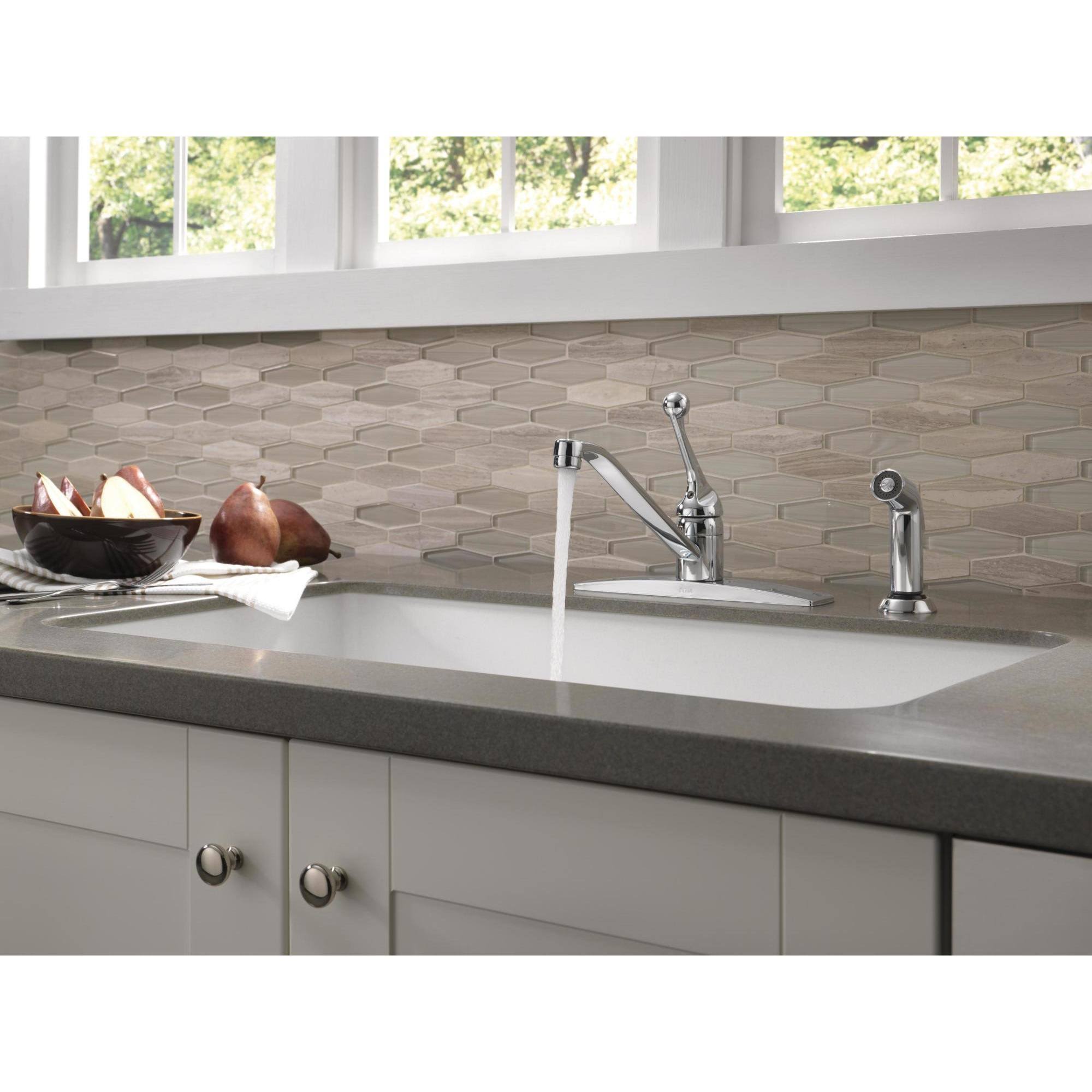 Single Handle Kitchen Faucet with Spray - Chrome W1663