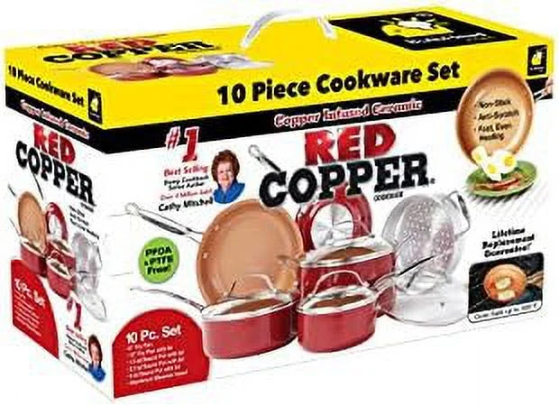 10 pc copper-infused ceramic non-stick cookware set H446