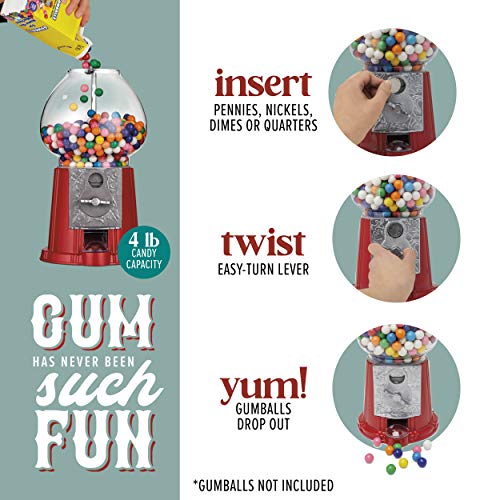 15 Inch Candy Dispenser with Stand Durable Aluminum Frame Includes 2lbs Bag of Gumballs 0.62 Inch Gumballs R8769