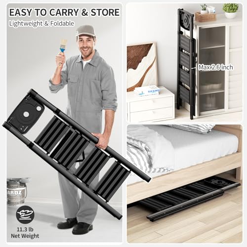4 Step Folding Aluminum Step Stool with Handgrip Anti-Slip Wide Pedal Z7595