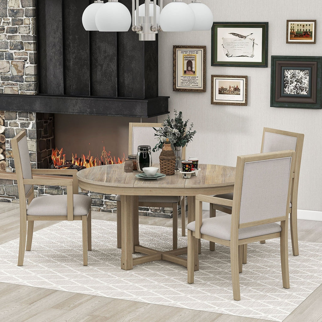 5-Piece Extendable Wood Dining Table Set O99097