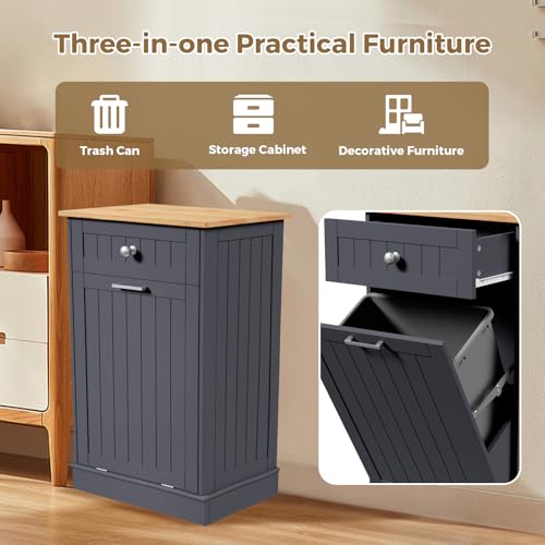 White Tilt Out Trash Cabinet with Hideaway Drawer W25721