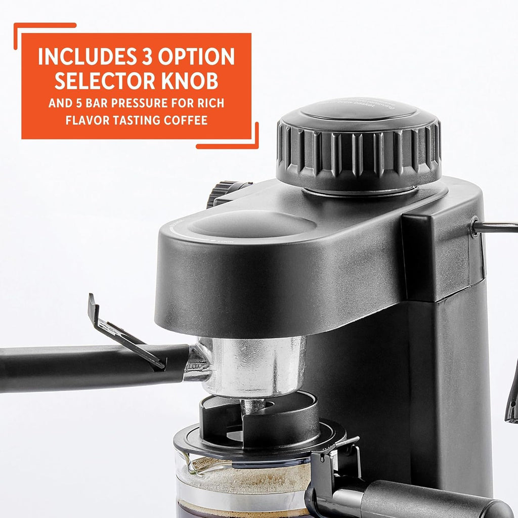 4 Cup Espresso Cappuccino Maker, Black P601