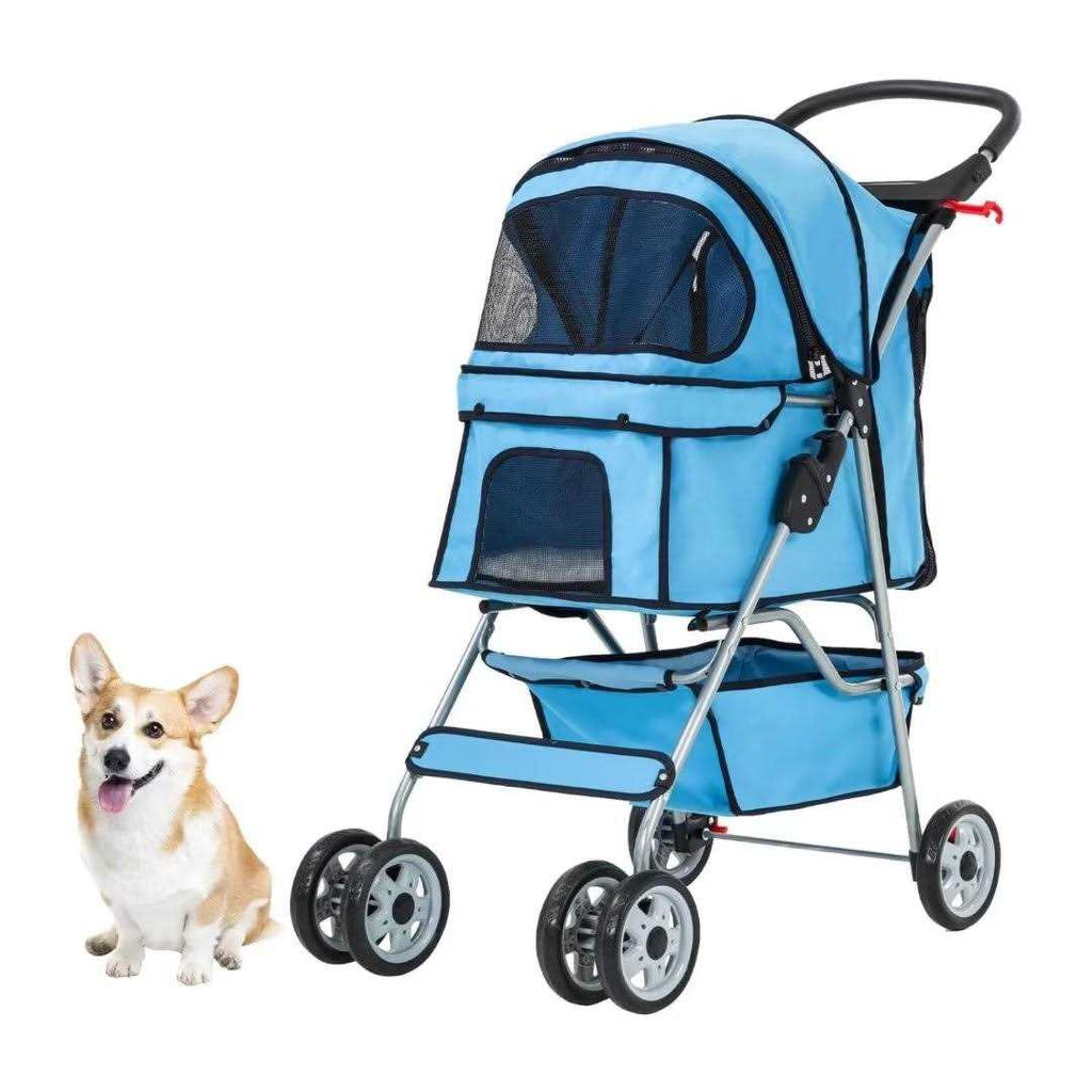 Foldable Pet Stroller with Cup Holders and Storage Basket H48718