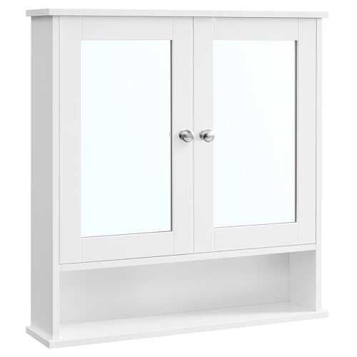Dove Gray Wall-Mounted Bathroom Cabinet with 2 Mirrored Doors W830097