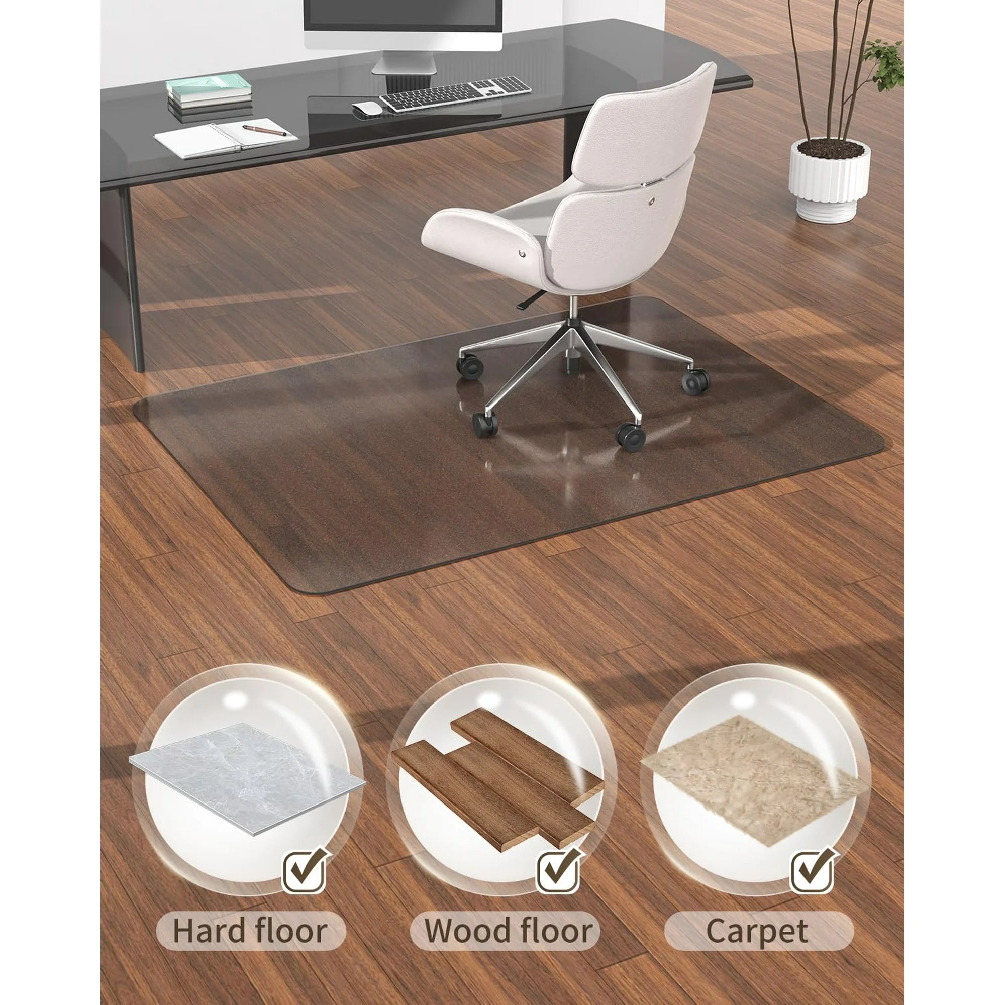Grey PC Chair Mat for High Pile Carpet & Hardwood Floor I31147