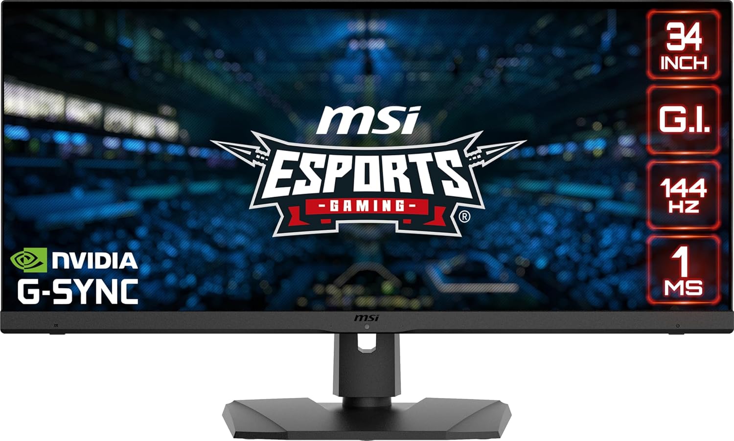 34" UWQHD IPS Gaming Monitor, 144Hz, 1ms, HDR 400, Height Adjustable F88737