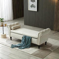 Grey Button Tufted Velvet Upholstered Storage Bench Ottoman with Pillow R441408