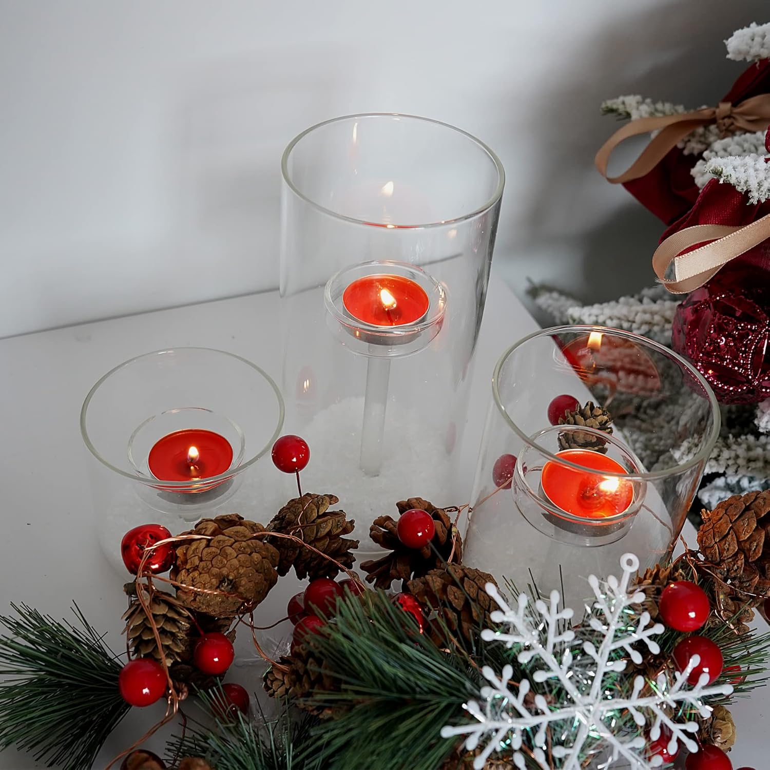 Clear Cylinder Hurricane Glass Candle Holder Set of 3 A55748