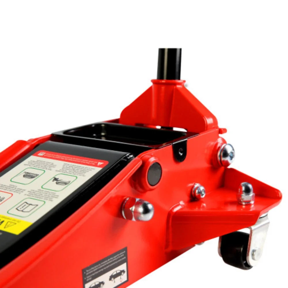 3T Low Profile Red Black Steel Floor Jack with Dual Pistons Quick Lift Pump U146