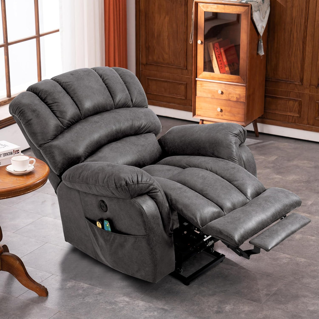 Gray Power Lift Recliner Chair with Heat & Massage O743