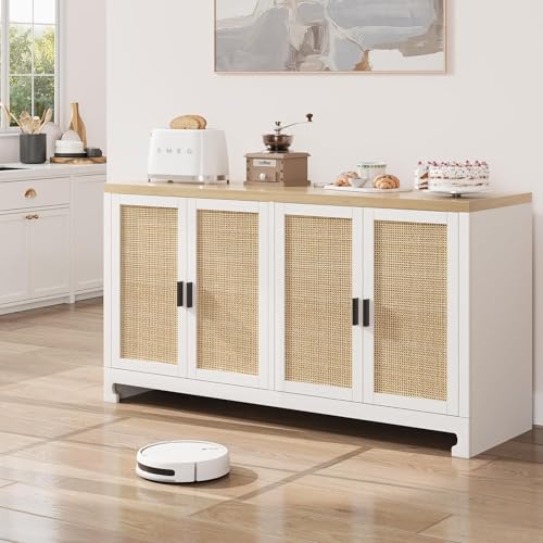 White Rattan 4 Door Storage Cabinet M466783