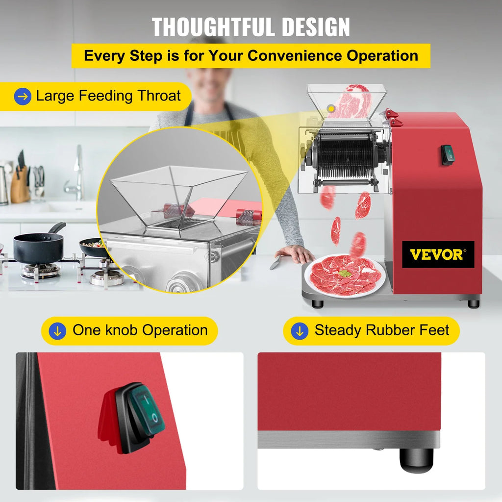 Red Electric Stainless Steel Meat Cutter with 3.5mm Blade Y109217