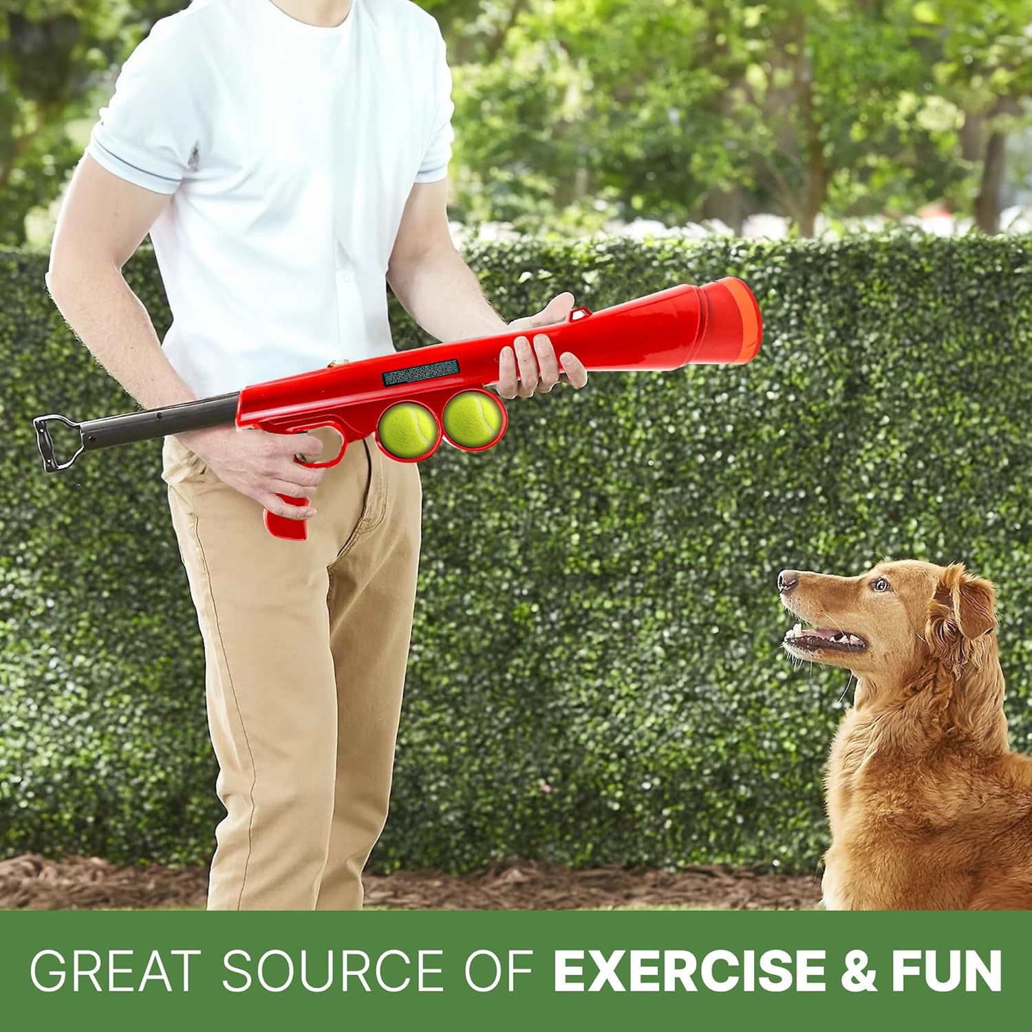 Tennis Ball Launcher Dog Toy with 2 Tennis Balls & Removable Shoulder Strap V549