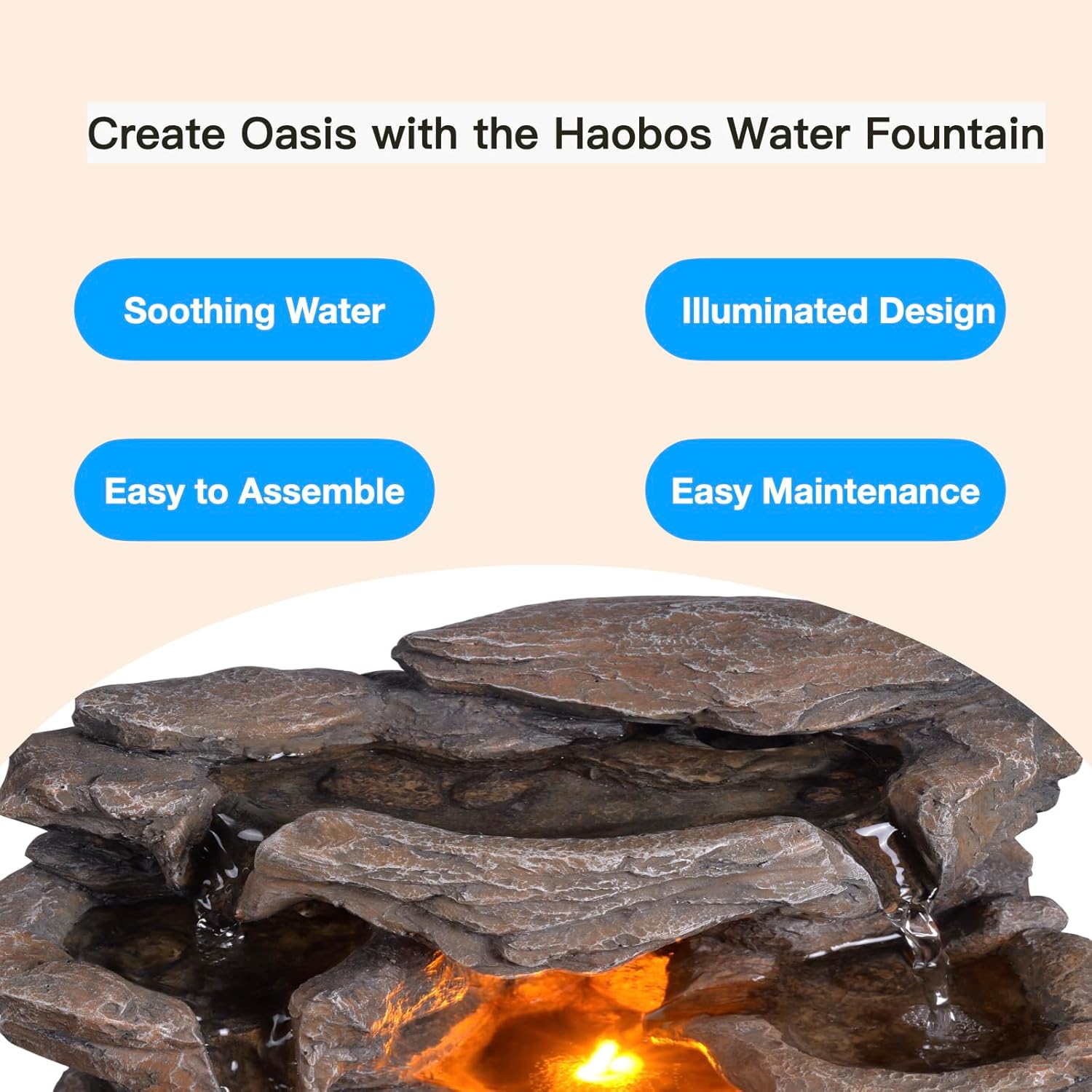Small 9.7 Inch Tabletop Water Fountain with LED Light Q346