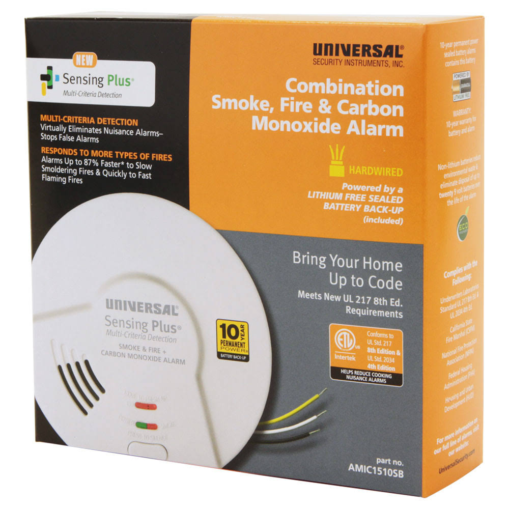 Combination 3-in-1 Hardwired Smoke Fire & Co Alarm Detector Q998985