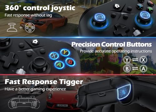 2 Pack Wireless Controller for Xbox with 2.4GHz Adapter Black+White V711112