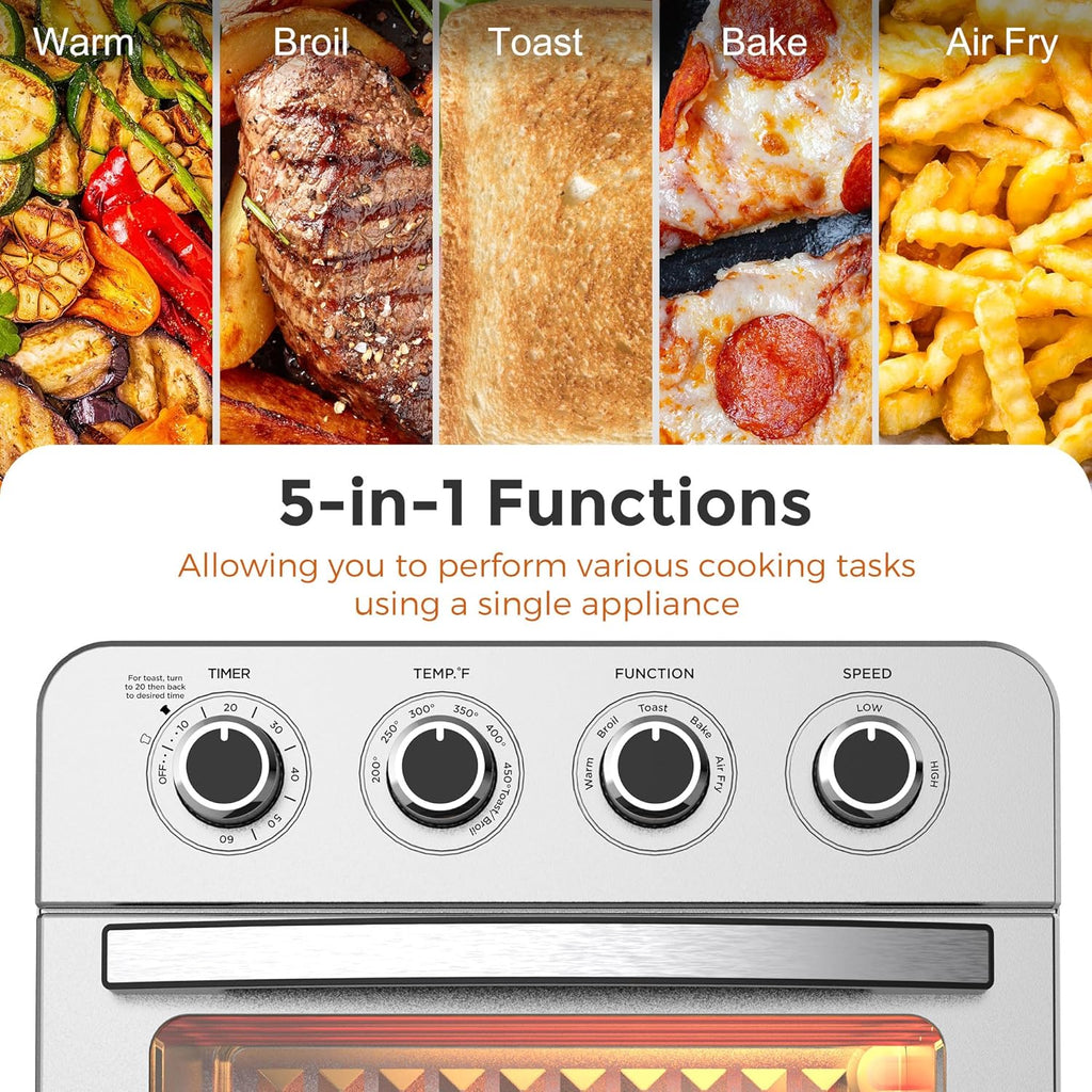 24.3QT/23L 1700W Stainless Steel Air Fryer Toaster Oven with 4 Accessories L70849